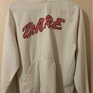 Cream Hoodie with Red D.A.R.E. Logo